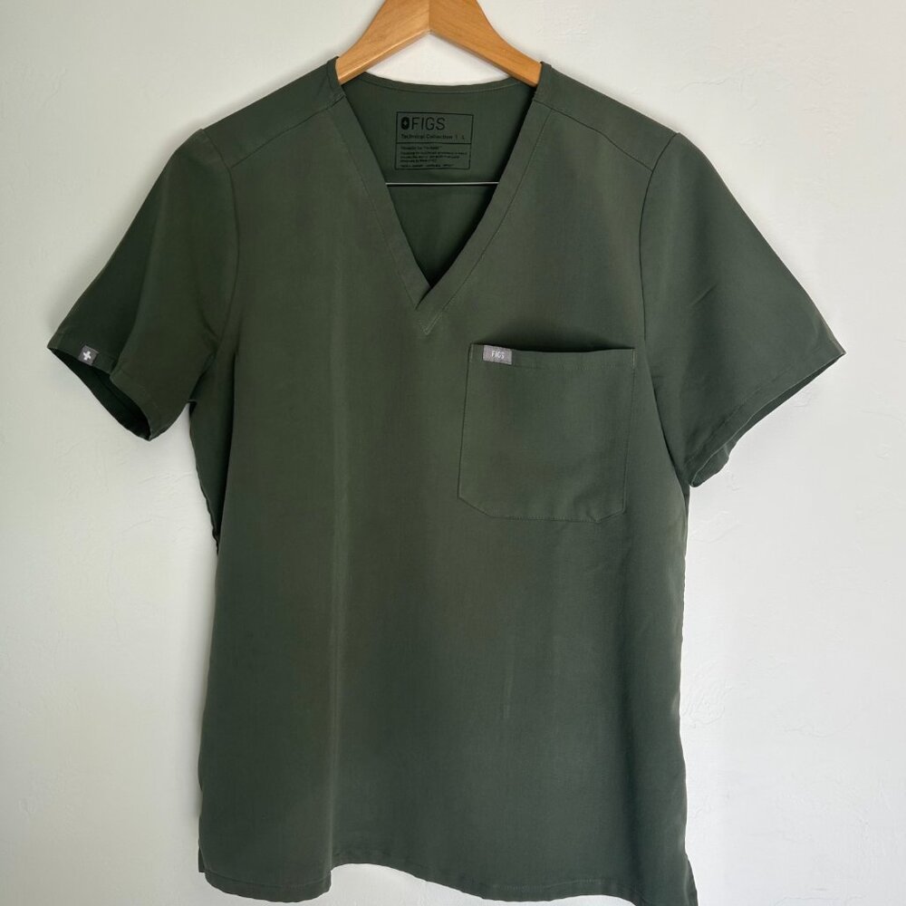 Figs Women's Scrub Top Catarina One-Pocket LARGE, Moss